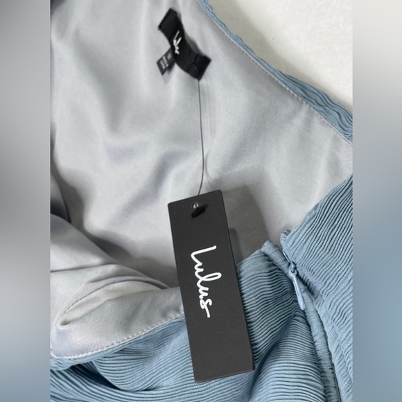 Lulu’s Lovely Endings Dusty Blue One-Shoulder Pleated Maxi Dress‎ Dusty Blue 1X - Picture 12 of 12